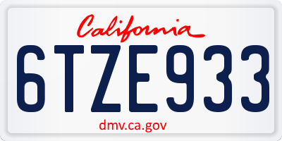 CA license plate 6TZE933