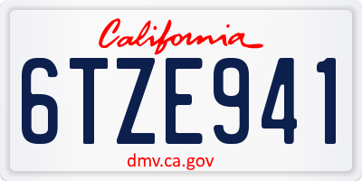 CA license plate 6TZE941