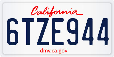 CA license plate 6TZE944