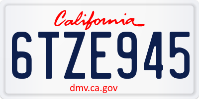 CA license plate 6TZE945