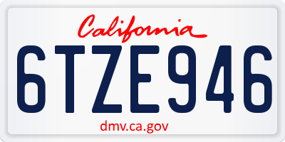 CA license plate 6TZE946