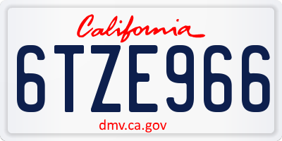 CA license plate 6TZE966