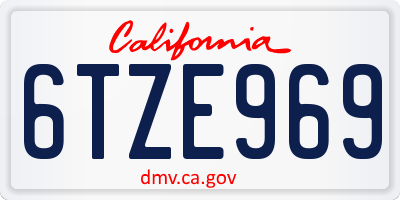 CA license plate 6TZE969