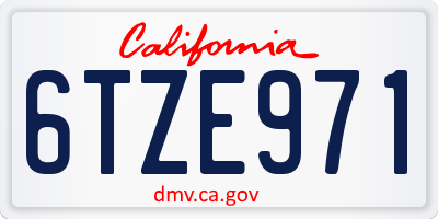 CA license plate 6TZE971