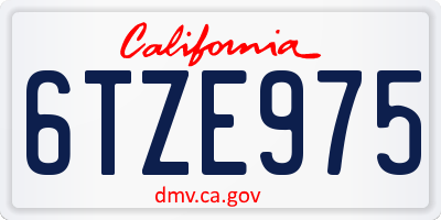 CA license plate 6TZE975