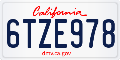 CA license plate 6TZE978