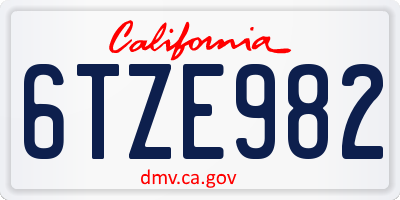 CA license plate 6TZE982
