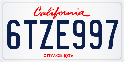 CA license plate 6TZE997