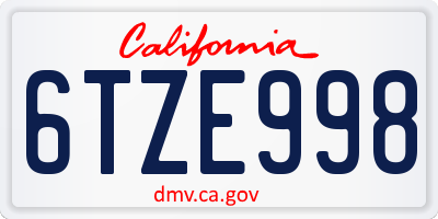 CA license plate 6TZE998