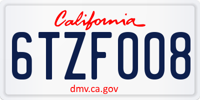 CA license plate 6TZF008