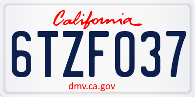 CA license plate 6TZF037