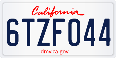 CA license plate 6TZF044
