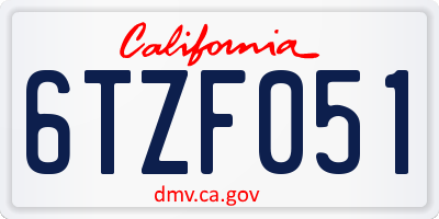 CA license plate 6TZF051