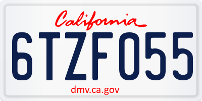 CA license plate 6TZF055