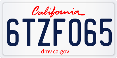 CA license plate 6TZF065