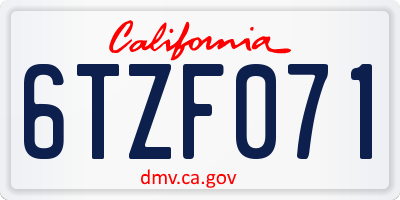CA license plate 6TZF071