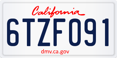 CA license plate 6TZF091