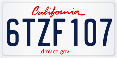 CA license plate 6TZF107
