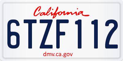 CA license plate 6TZF112