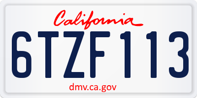 CA license plate 6TZF113