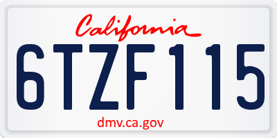 CA license plate 6TZF115