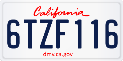 CA license plate 6TZF116