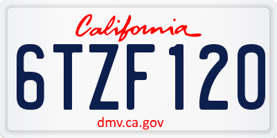 CA license plate 6TZF120