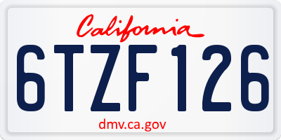 CA license plate 6TZF126
