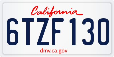 CA license plate 6TZF130