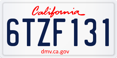 CA license plate 6TZF131