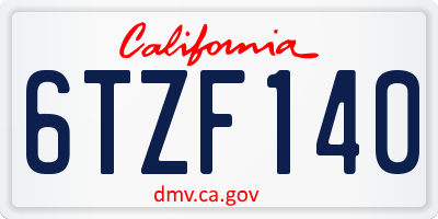 CA license plate 6TZF140