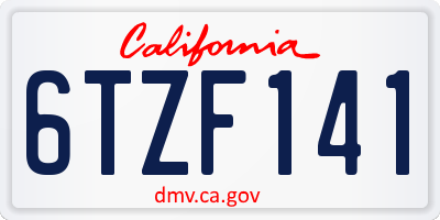CA license plate 6TZF141