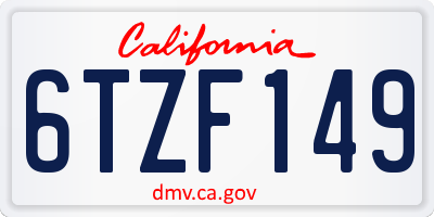 CA license plate 6TZF149