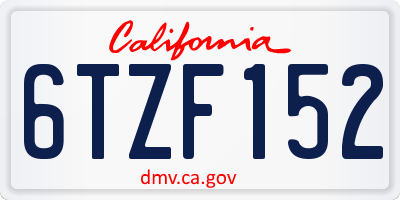 CA license plate 6TZF152