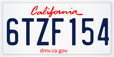 CA license plate 6TZF154