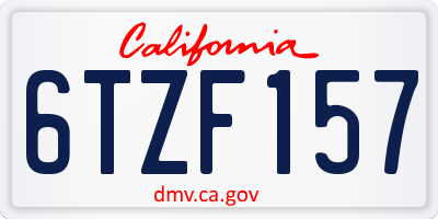 CA license plate 6TZF157