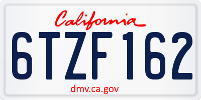 CA license plate 6TZF162