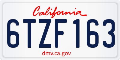 CA license plate 6TZF163