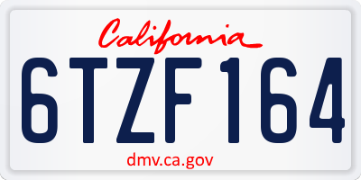 CA license plate 6TZF164