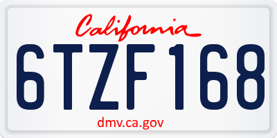 CA license plate 6TZF168