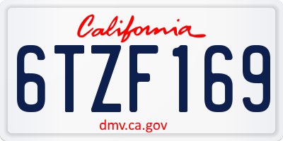 CA license plate 6TZF169