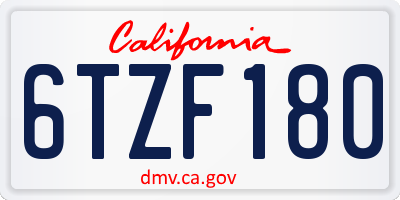 CA license plate 6TZF180