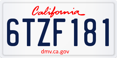 CA license plate 6TZF181