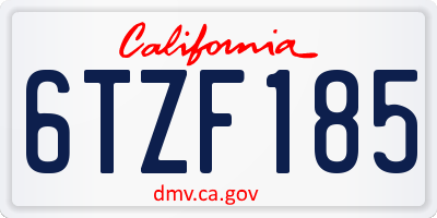 CA license plate 6TZF185