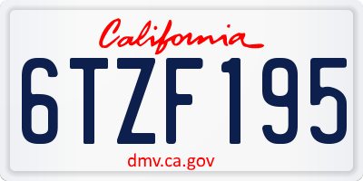 CA license plate 6TZF195