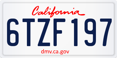 CA license plate 6TZF197