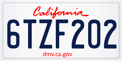 CA license plate 6TZF202