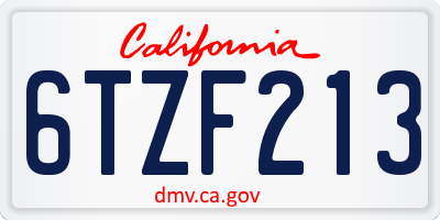 CA license plate 6TZF213