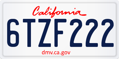 CA license plate 6TZF222