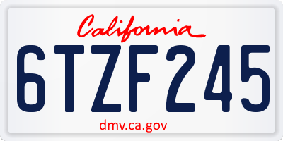 CA license plate 6TZF245